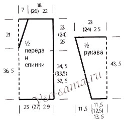 Выкройка для вязания пуловера цвета экрю Выкройка для вязания пуловера цвета экрю