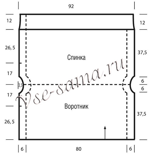 Выкройка для вязания жилета Выкройка для вязания жилета