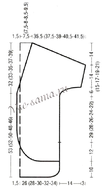 Выкройка для вязания кардигана Выкройка для вязания кардигана