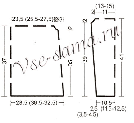 Выкройка для вязания пуловера-паутинки Выкройка для вязания пуловера-паутинки