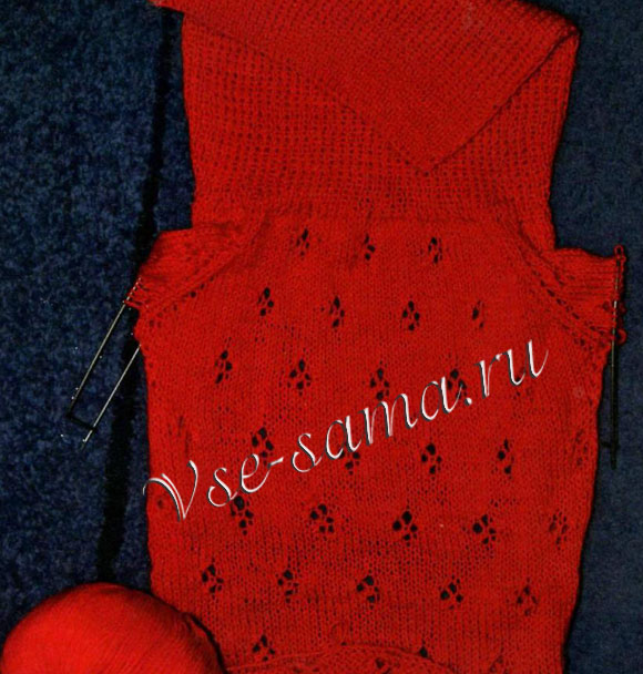 Ажурное платье спицами для собаки с бантом, 4