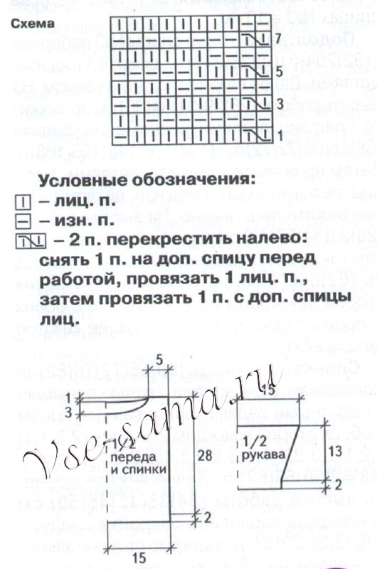 Схема для вязания кофточки Схема для вязания кофточки