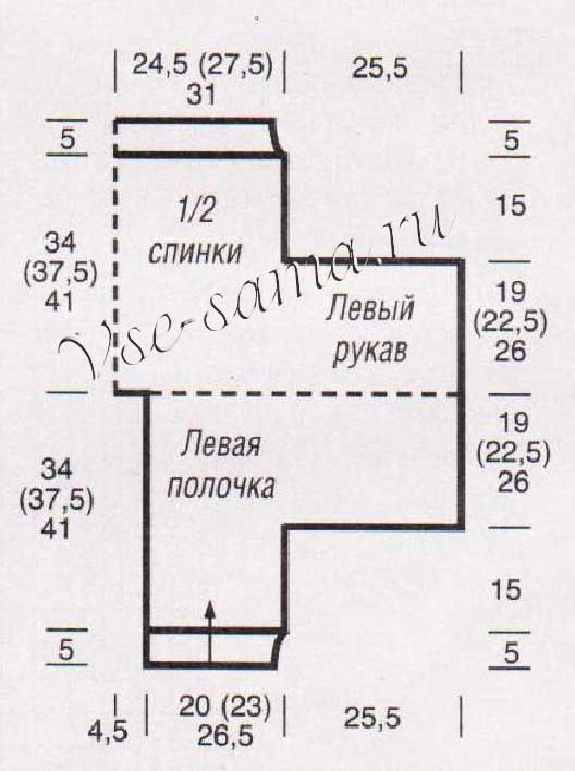 Выкройка и схема для вязания коричневого жакета и шапочки Выкройка и схема для вязания коричневого жакета и шапочки