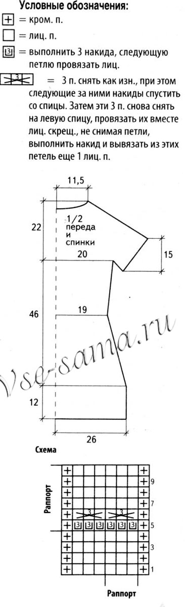 Схема и выкройка для вязания меланжевого платья Схема и выкройка для вязания меланжевого платья
