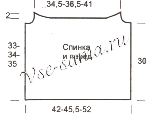 Выкройка для вязания топа с открытыми плечами Выкройка для вязания топа с открытыми плечами
