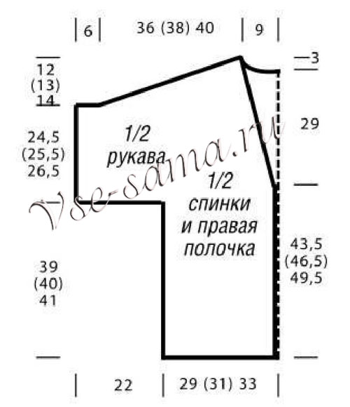 Выкройка для вязания жилета Выкройка для вязания жилета