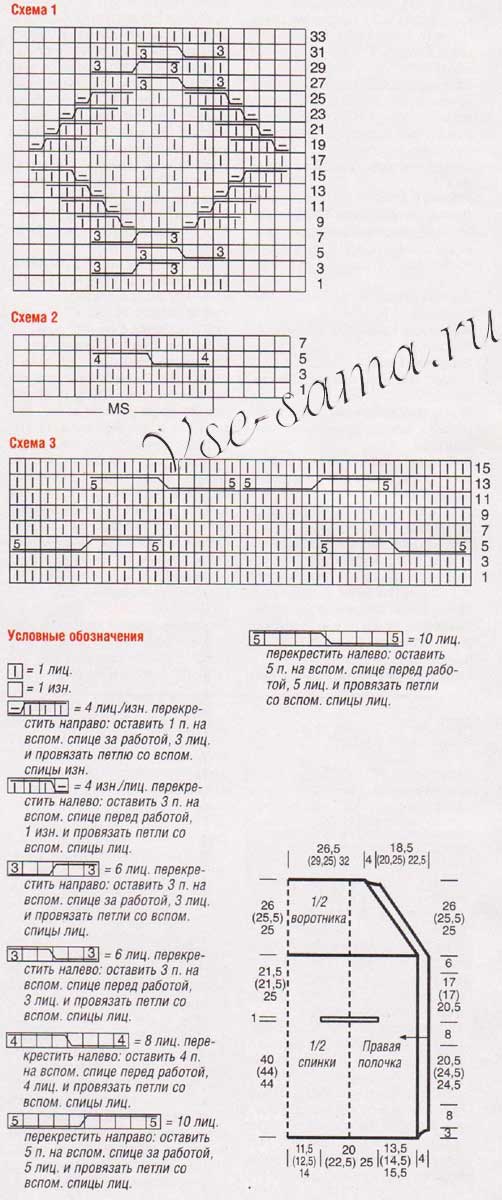 Выкройка и схема для жилета цвета фуксии Выкройка и схема для жилета цвета фуксии