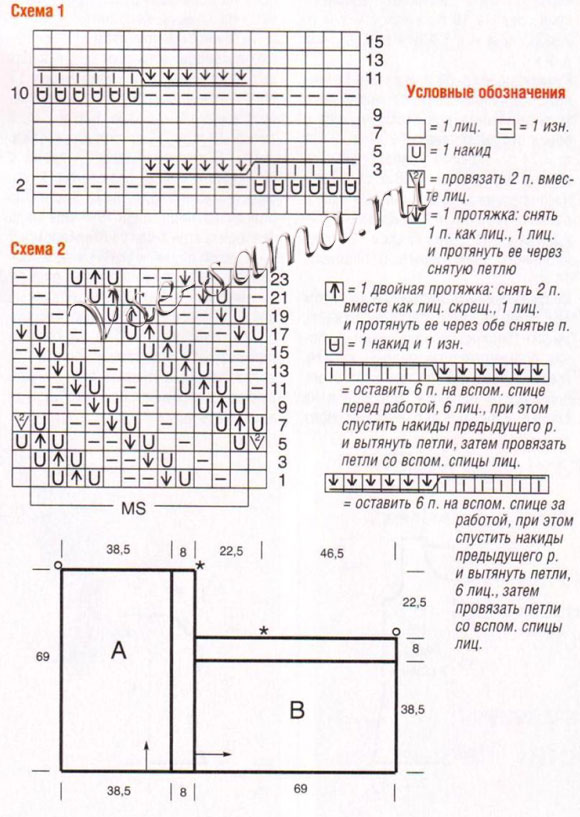Ажурное пончо с косой, схема