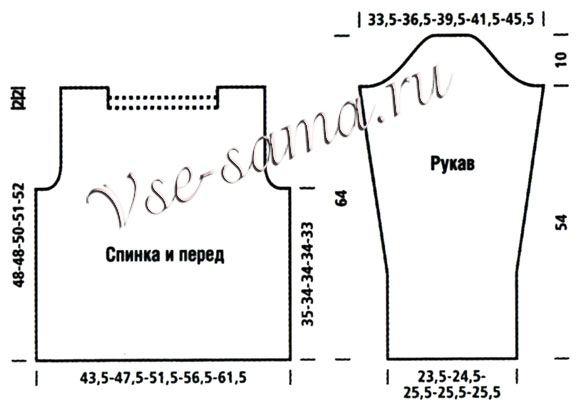 Ажурный джемпер спицами в модной гамме, выкройка