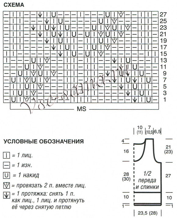 Белая ажурная безрукавка, схема