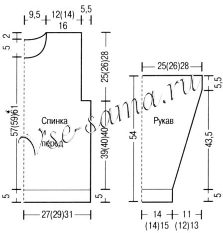 Бело-синий свитер меланж, выкройка