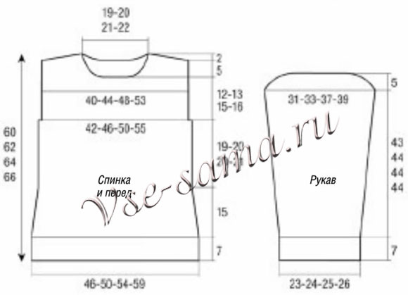 Белый свитер спицами, выкройка