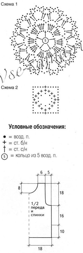 Белый топ с цветочной тесьмой, схема