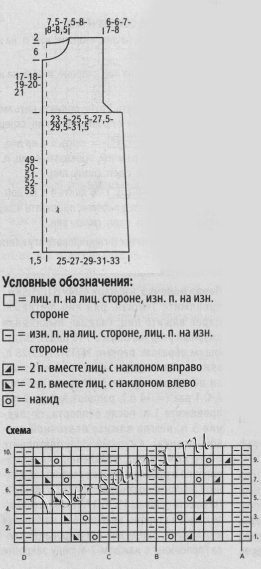 Белый удлиненный жилет спицами, схема