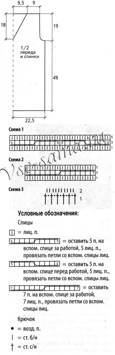 Бордовый топ, схема