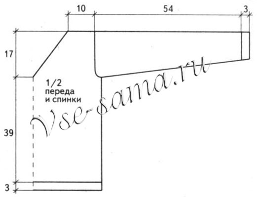 Брусничный пуловер с косами, выкройка