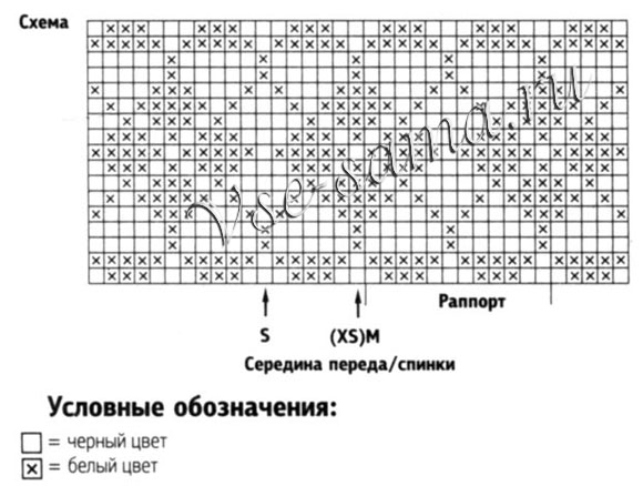 Черно-белый пуловер реглан, схема
