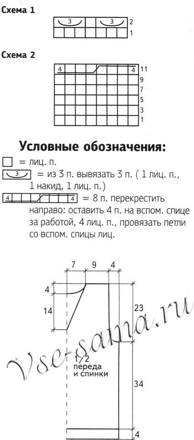 Черный жилет с косами, схема