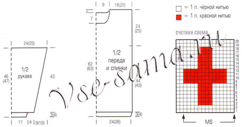 Чёрно-красный свитер, схема