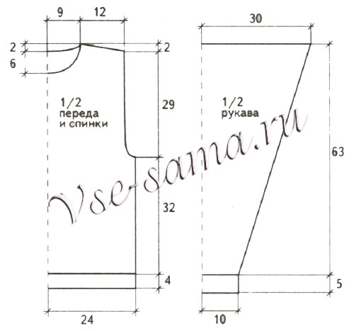 Выкройка для вязания черного пуловера