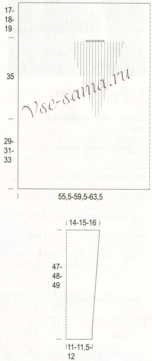 Длинный кардиган спицами, выкройка