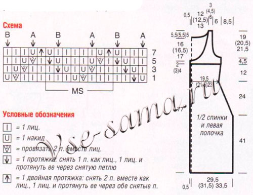 Длинный узорчатый жилет, схема