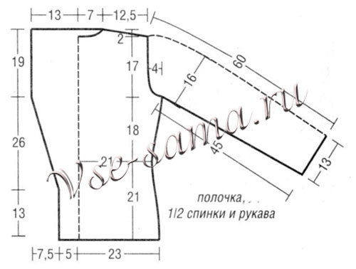 Жакет их мохеровой пряжи, выкройка