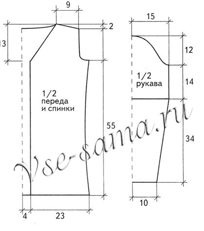 Кардиган с поясом, выкройка