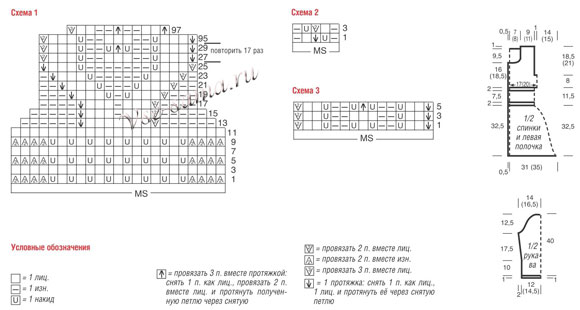 Коричневый ажурный жакет, схема