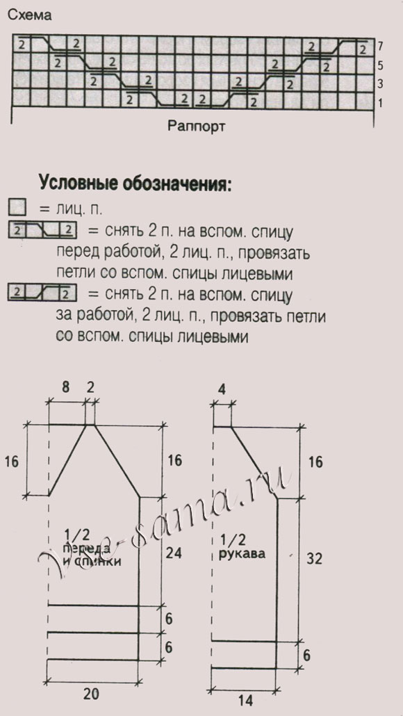 Малиновый пуловер спицами, схема
