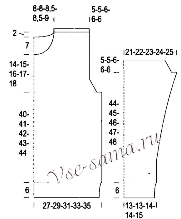 Выкройка для вязания меланжевого мужского пуловера
