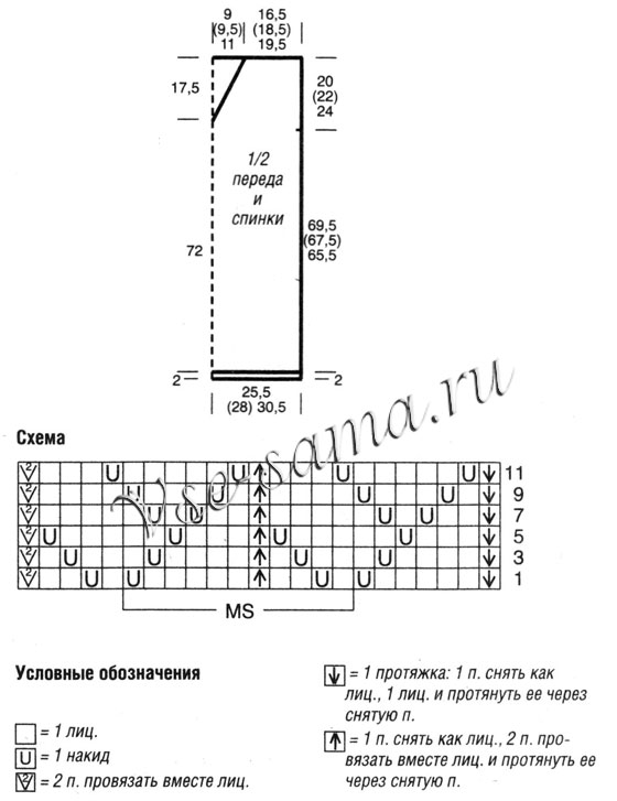 Мини-платье из оранжевой пряжи, схема
