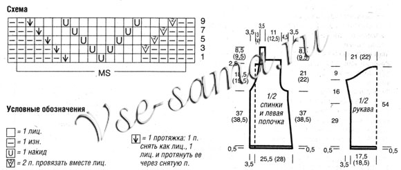 Мохеровый жакет с ажурным узором, схема