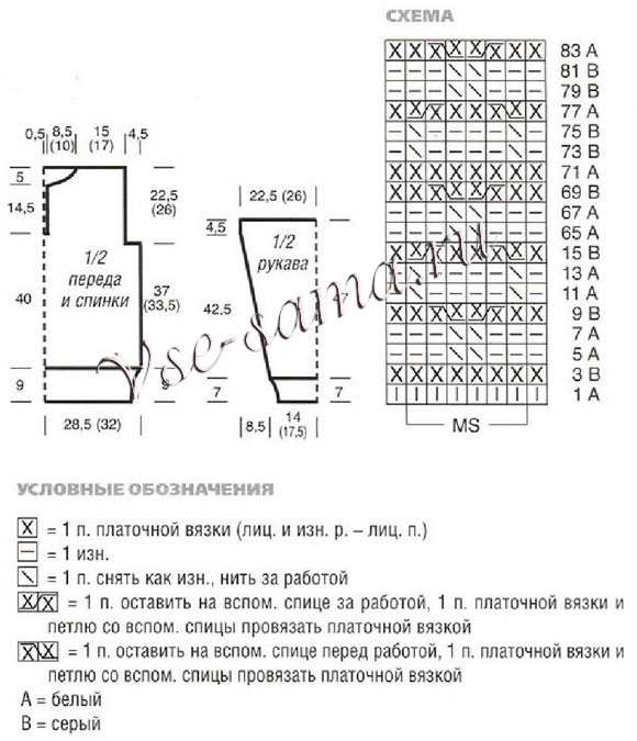 Мужской пуловер с узором из сот, схема