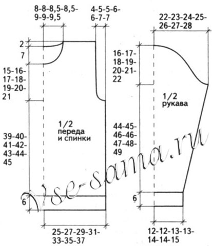 Мужской пуловер в полоску, выкройка