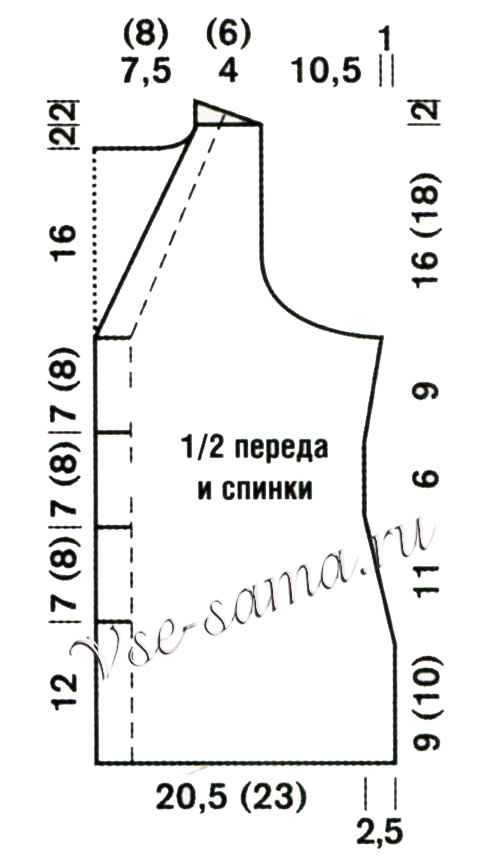 Выкройка для вязания топа спицами