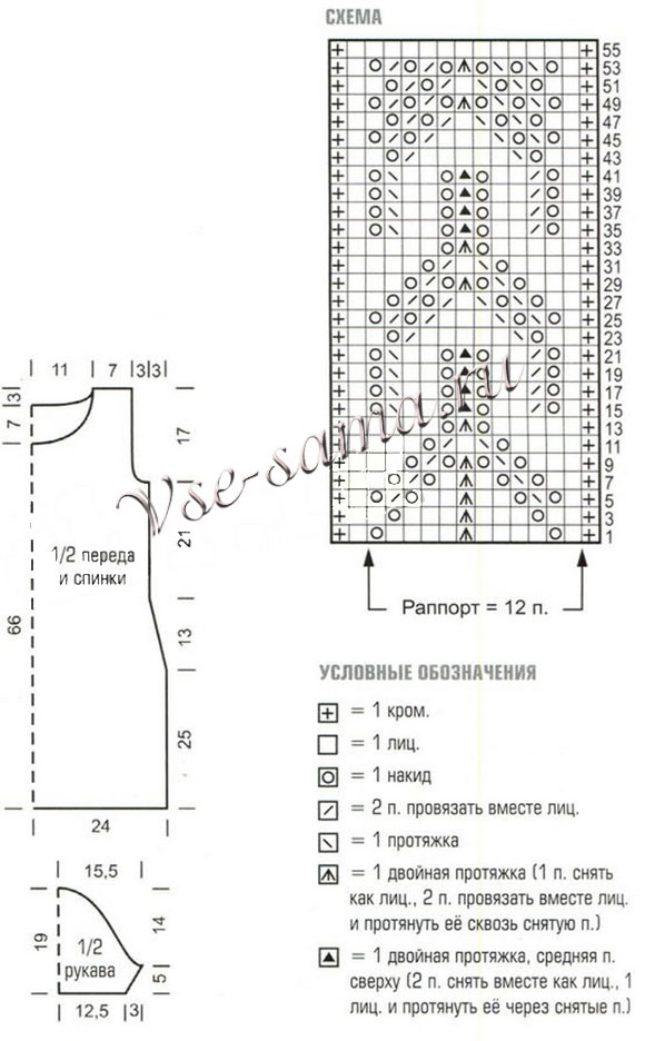 Платье спицами бирюзового цвета, схема