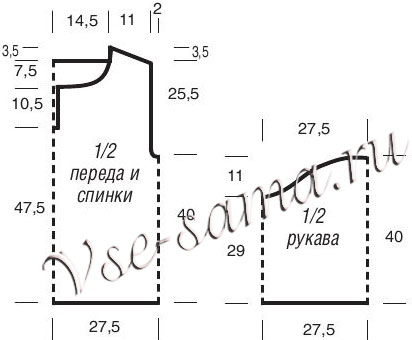 Похожий на сетку полосатый пуловер, выкройка