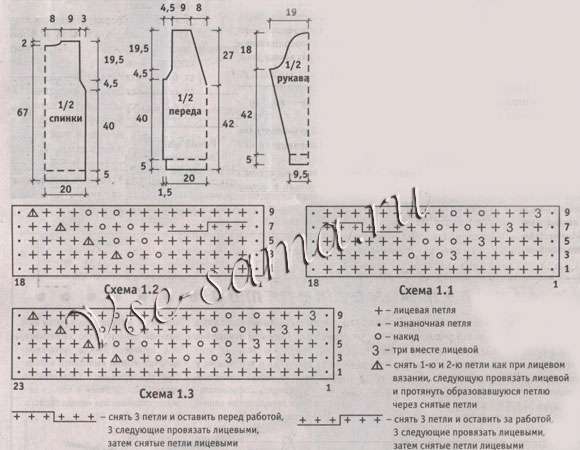 Пуловер с ажурными дорожками, схема