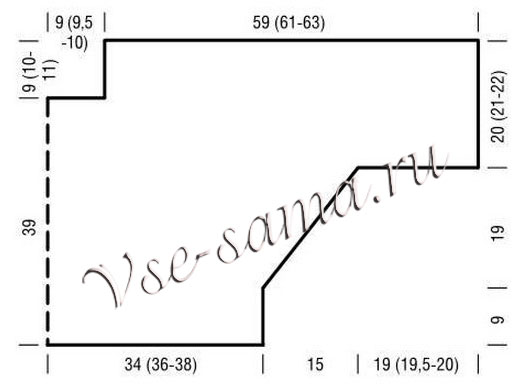 Выкройка для вязания пуловера Выкройка для вязания пуловера