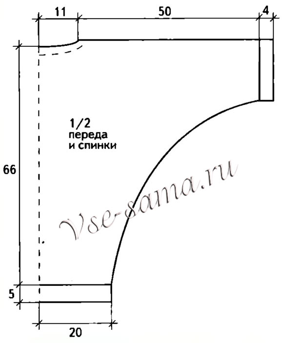 Выкройка для вязания пуловера спицами