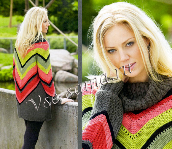 Пуловер спицами в мексиканском стиле, 2