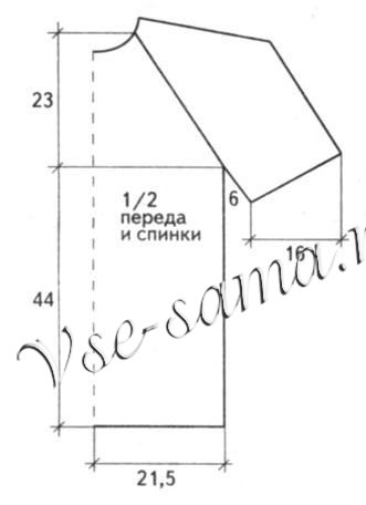 Синий пуловер реглан, выкройка