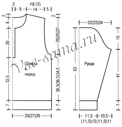 Свитер полосами и меланж, выкройка