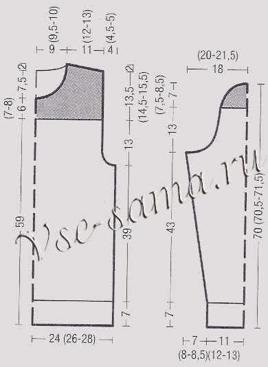 Выкройка для вязания свитра с воротником-стойкой