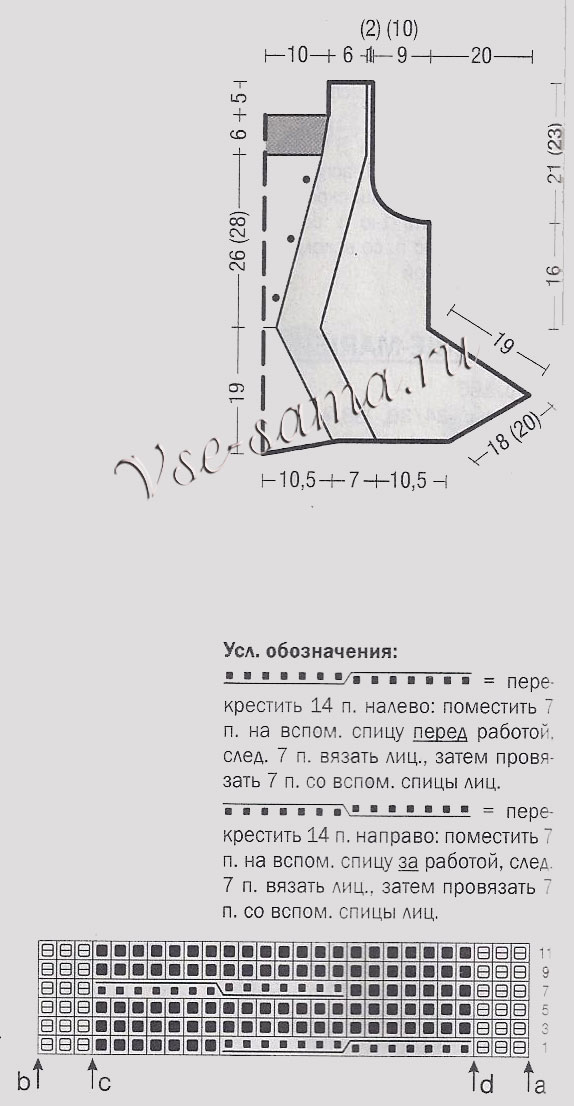 Схема и выкройка для вязания жилета-корсажа