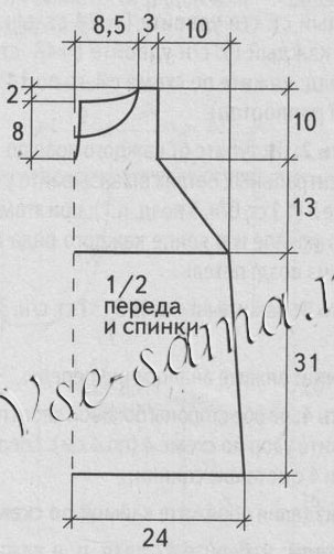 Топ с американской проймой спицами, выкройка