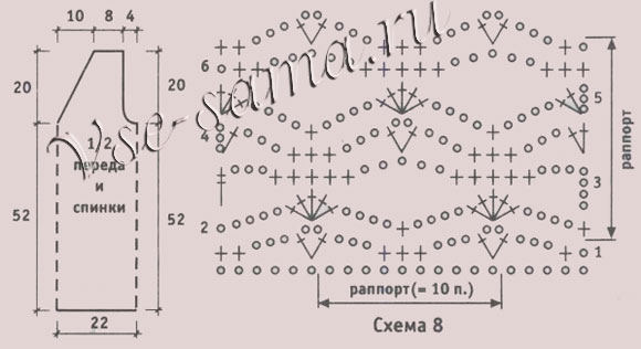 Топ сетчатый крючком, схема