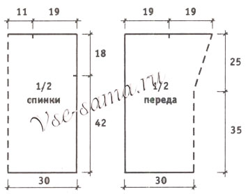 Туника спицами с воротником качели, выкройка