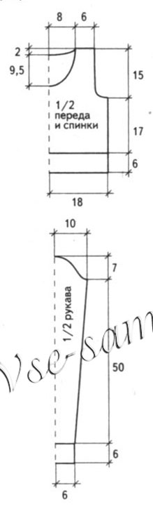 Укороченный пуловер, выкройка